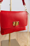 Liv Pebbled Leather Handbag, Red