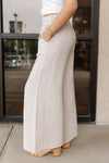 Capri Fold-Over Waist Linen Palazzo Pants