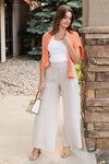 Capri Fold-Over Waist Linen Palazzo Pants