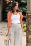 Capri Fold-Over Waist Linen Palazzo Pants