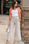 Capri Fold-Over Waist Linen Palazzo Pants