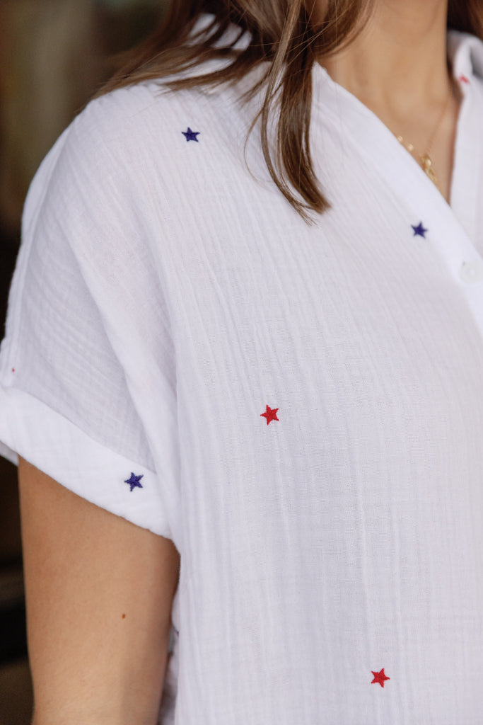 Star Spangled Cotton Gauze Button Down