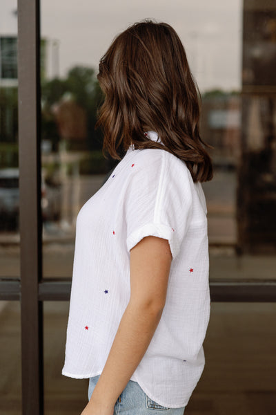 Star Spangled Cotton Gauze Button Down