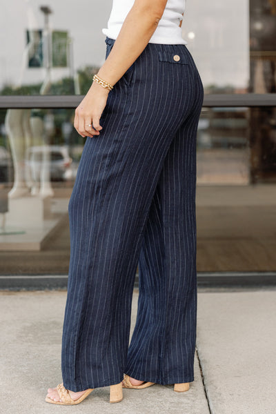 Morgan Linen Pinstripe Trouser