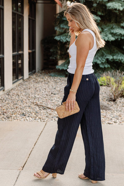 Morgan Linen Pinstripe Trouser