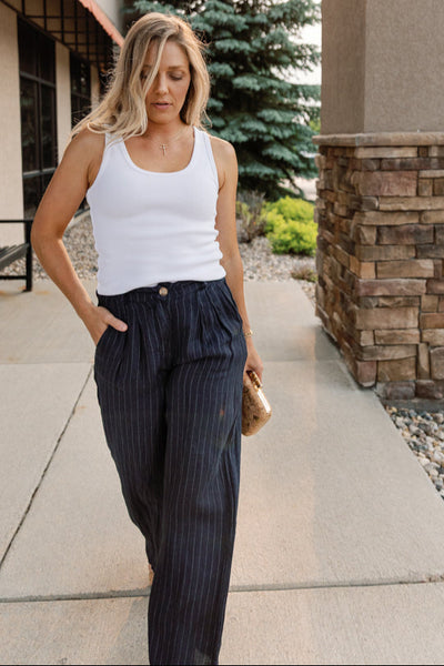 Morgan Linen Pinstripe Trouser