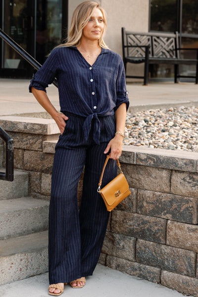 Morgan Linen Pinstripe Trouser