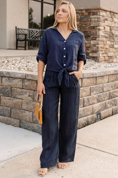 Morgan Linen Pinstripe Trouser