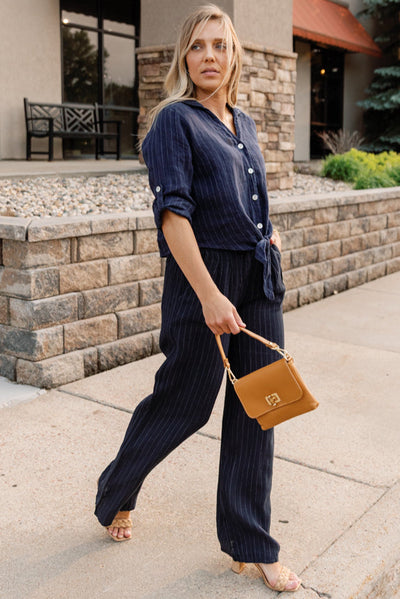 Morgan Linen Pinstripe Trouser