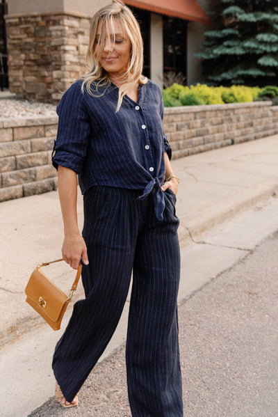 Morgan Linen Pinstripe Trouser