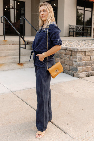 Morgan Linen Pinstripe Trouser