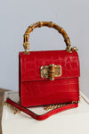 Selena Embossed Leather Hand Bag, Red