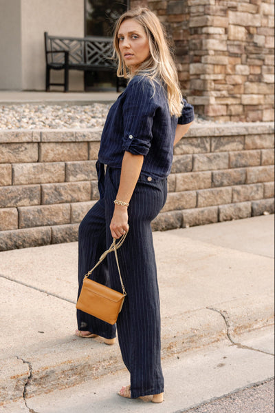 Morgan Linen Pinstripe Trouser
