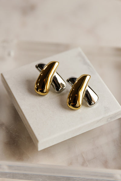 Eryn Mixed Metal Statement Stud Earrings