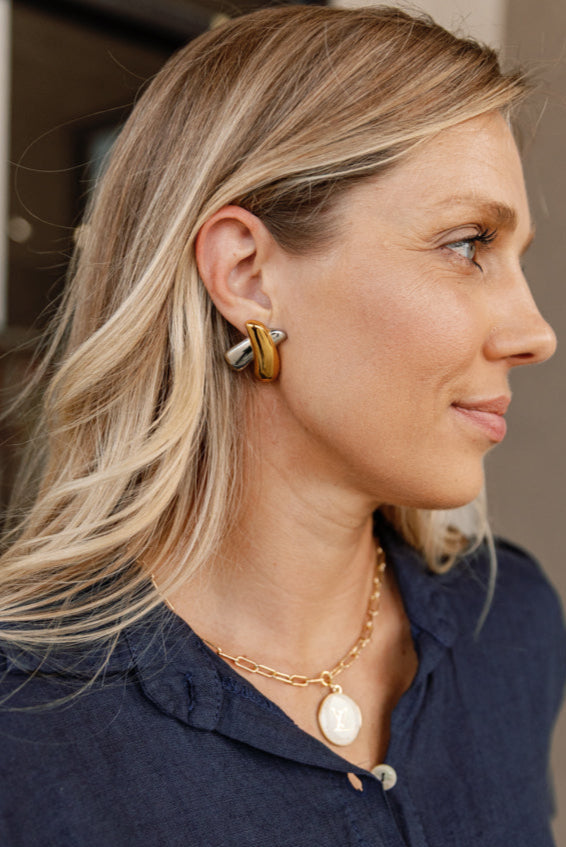 Eryn Mixed Metal Statement Stud Earrings