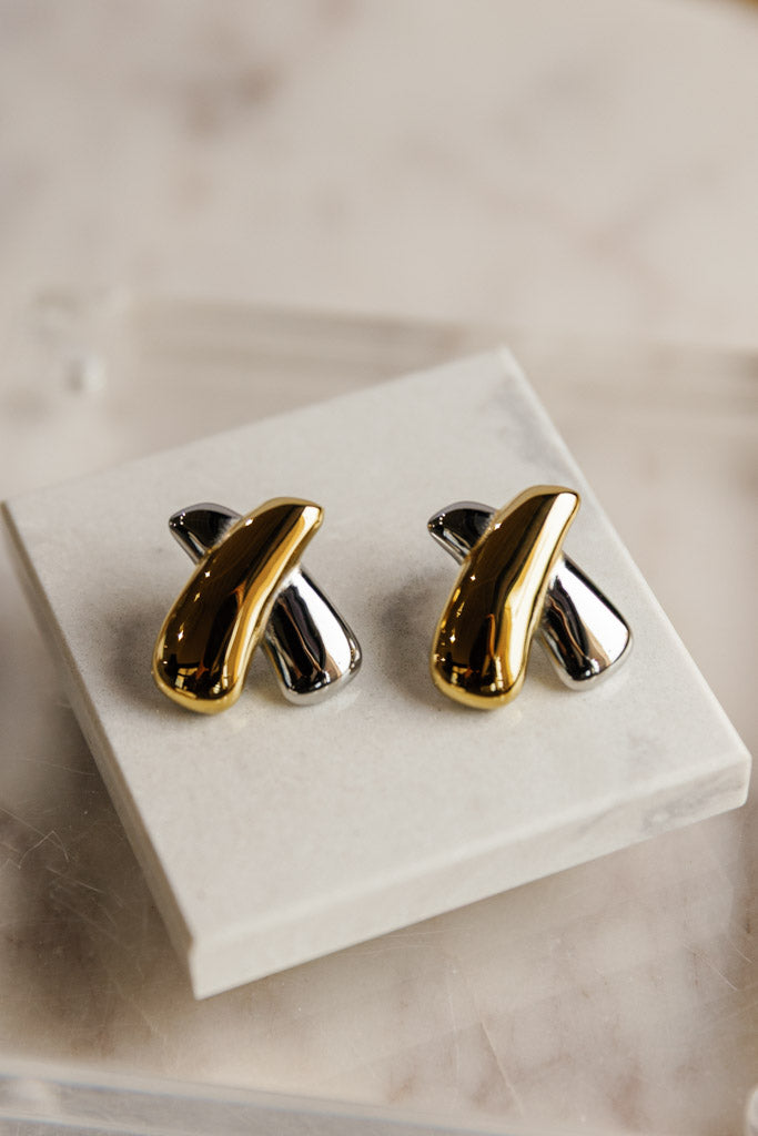 Eryn Mixed Metal Statement Stud Earrings