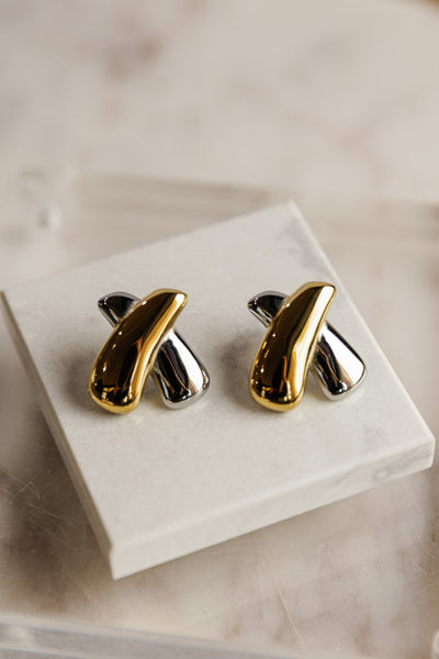 Eryn Mixed Metal Statement Stud Earrings