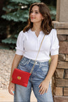 Liv Pebbled Leather Handbag, Red
