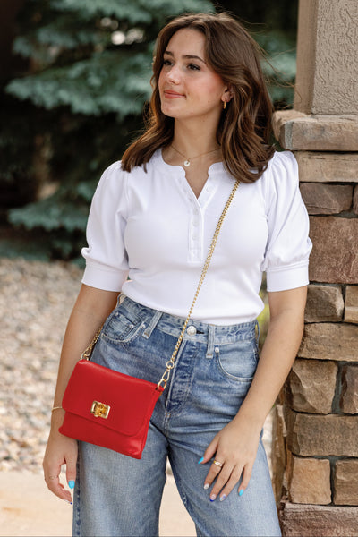 Liv Pebbled Leather Handbag, Red