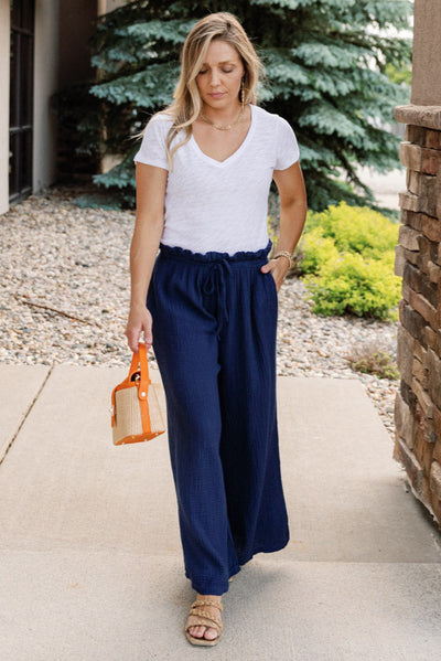 Calhoun Wide Leg Cotton Gauze Pants