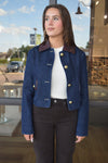 Margot Faux Leather Trimmed Denim Jacket