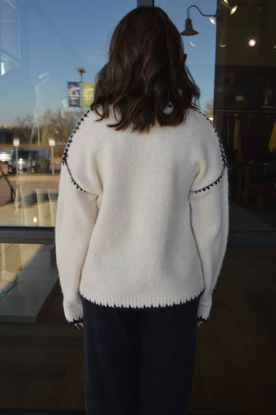 Esme Whip Stitch Trim Mock Neck Sweater