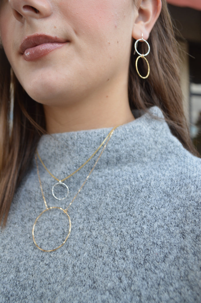 .Aria Double Circle Drop Earrings