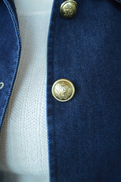 Margot Faux Leather Trimmed Denim Jacket