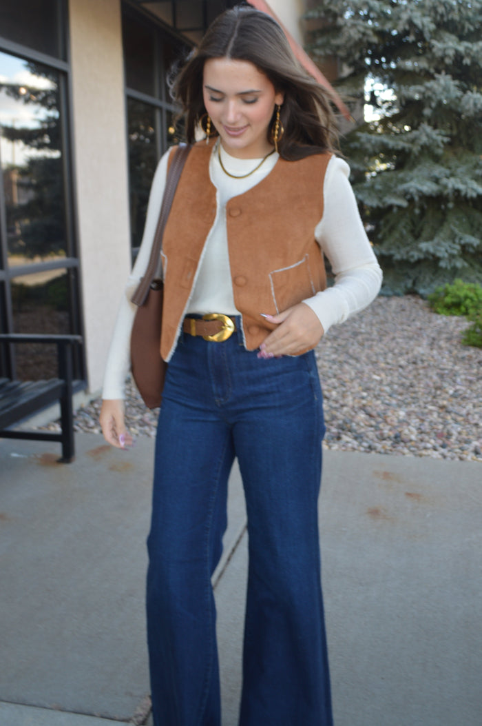 Hannah Faux Suede/Sherpa Vest