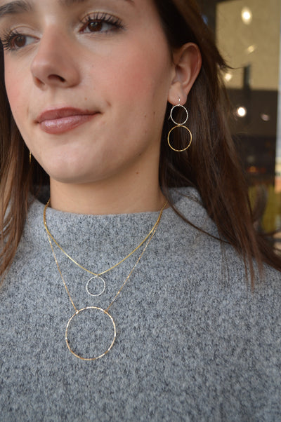 .Aria Double Circle Drop Earrings