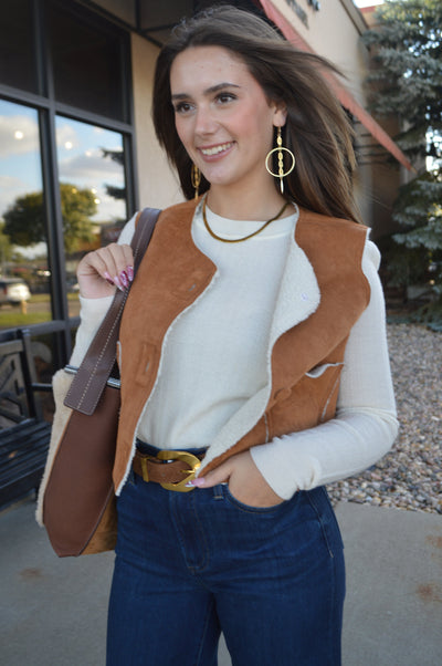 Hannah Faux Suede/Sherpa Vest