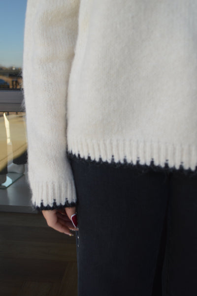 Esme Whip Stitch Trim Mock Neck Sweater