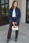 Margot Faux Leather Trimmed Denim Jacket