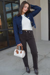 Lola Leather Duffle Handbag, Cream Combo