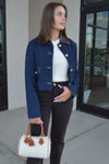 Margot Faux Leather Trimmed Denim Jacket