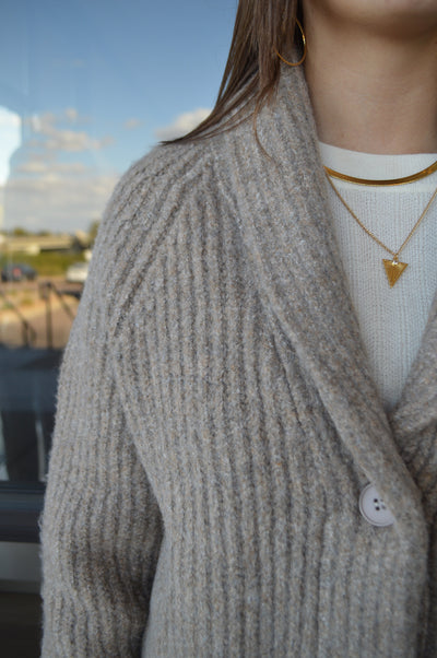 Carrie Shawl Collar Cropped Rib Cardigan