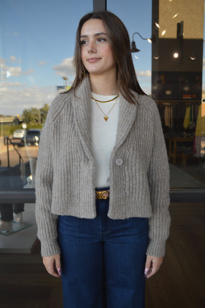 Carrie Shawl Collar Cropped Rib Cardigan
