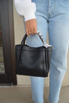 .Tara Faux Leather Bucket Bag, Black