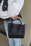 .Tara Faux Leather Bucket Bag, Black