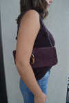 .Alice Suede Handbag, Burgundy