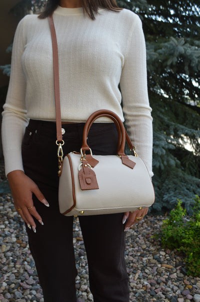 Lola Leather Duffle Handbag, Cream Combo