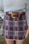 Aggie Faux Suede Belt, Chocolate Berry