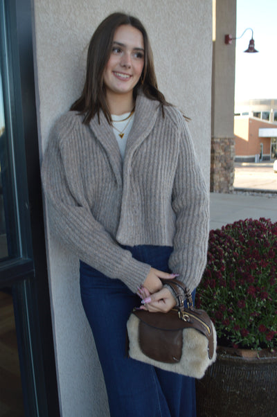 Carrie Shawl Collar Cropped Rib Cardigan