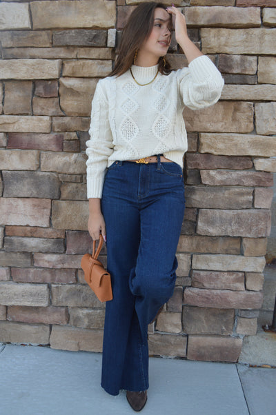 Nikki Cable Knit Mock Neck