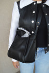.Tara Faux Leather Bucket Bag, Black