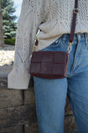 Maddie Woven Leather Handbag, Burgundy