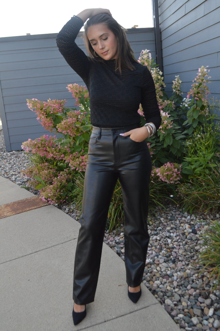 Pistola Cassie Faux Leather High Rise Jeans