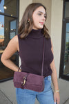 .Alice Suede Handbag, Burgundy