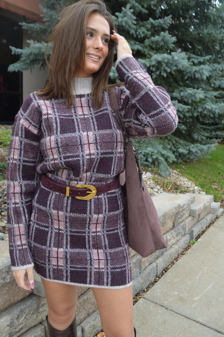 Aggie Faux Suede Belt, Chocolate Berry