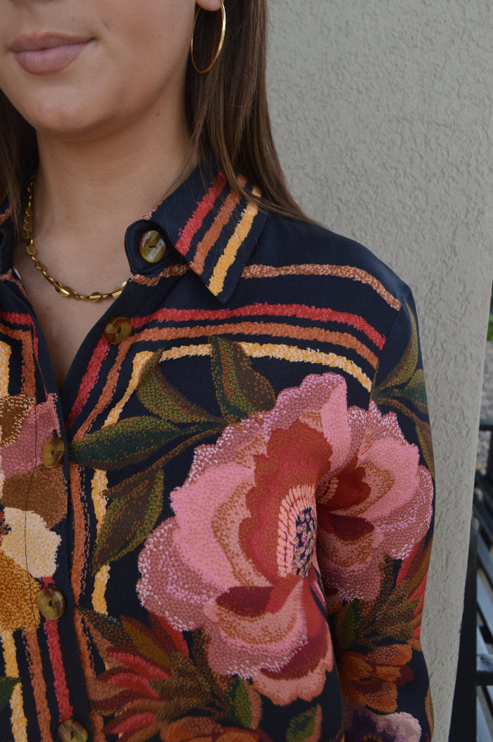 farm rio chenille flowers long sleeve belted mini shirt dress NEW Farm Rio fall! Chenille Flowers Midi Dress $298 Bette's Staud Hangbag arriving SOON!